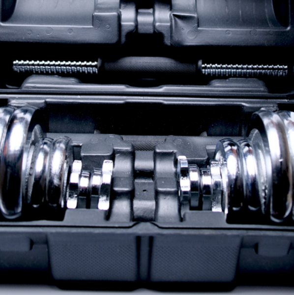 Набор гантелей хромированных AMETIST в чемодане 15 кг